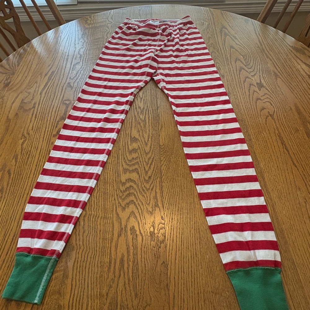 Hanna Andersson pajama pants XS Red & White Striped Long Johns Organic Cotton